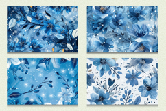 Blue Winter Flowers Cutting Boards sublimation Design Product Image 2