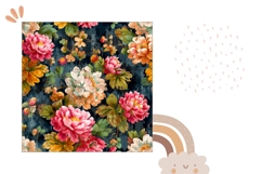 Floral Pillow PNG, Vintage Flowers Pillow Case Sublimation Product Image 2