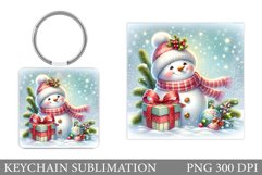 Cute Snowman Keychain Design. Christmas Keychain Sublimation Product Image 1