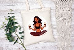 Cartoon Yoga Illustration, Wine Yoga Sublimation Design Product Image 2