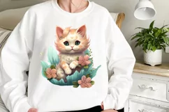 Adorable Cat Mermaid Clipart, Watercolor Clipart Product Image 2