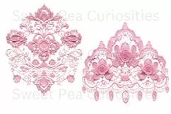 Embroidery, Flowers, Lace, PNG, Clipart, Pink Product Image 2