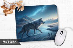 Moonlit Wolf on a Frozen Tundra Mouse Pad PNG Design Product Image 1