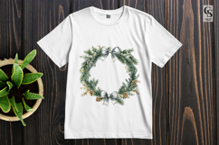 Silver Pine Wreath Watercolor Clipart Sublimation PNG Product Image 2