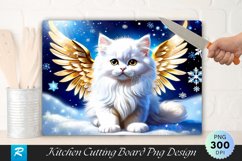 Angel Winged Kitten on a Sparkling Snow Cutting Board PNG Product Image 1