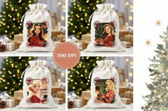 Cartoon Christmas Girl Santa Sack Design, Christmas Gift Bag Product Image 2
