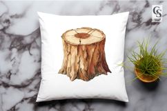 Watercolor Tree Stump Illustration Clipart Sublimation PNG Product Image 3