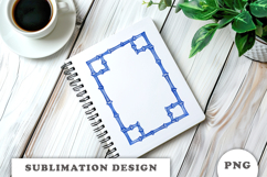 Watercolor Blue Bamboo Frame PNG Product Image 2