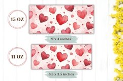 Love Mug Wrap Design, Pink Love Hearts Mug Sublimation Product Image 2