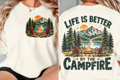 Campfire Front Back Shirt Design, Mountain Camping Chest Bac Product Image 2