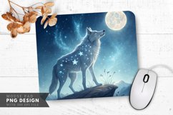 Celestial Wolf Under Moonlight Mouse Pad PNG Design Product Image 1