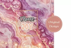 Pink Marble Tumbler Wrap Design, Choose Joy Tumbler Design Product Image 2
