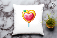 Cute Heart Lollipop Candy Clipart PNG Product Image 3
