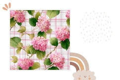 Pink Hydrangea Pillow Template, Floral Pillow Case Print Product Image 2