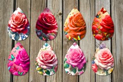Watercolor Rose | 8 Teardrop earring sublimation designs Product Image 2