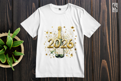 Gold Champagne 2026 Bottle Clipart Sublimation PNG Product Image 2