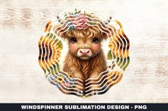 Highland Cow Wind Spinner Sublimation Design Product Image 1