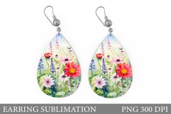 Wildflowers Earring Design. Flowers Earring Sublimation Product Image 1
