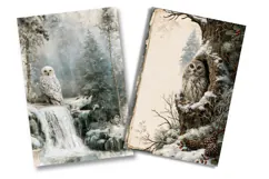Winter Owl Waterfall Junk Journal Pages Product Image 2