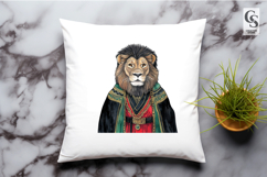 Regal Lion Portrait Watercolor Clipart Sublimation PNG Product Image 3