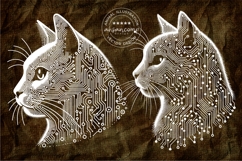 Cat Circuit Head Tech Line Art Animal Product Image 6