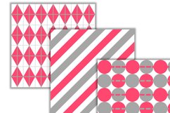 Red Melon, Gray and White Digital Papers Product Image 2