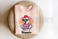 Cartoon Chicken With Sunglasses Born To Strut Retro Sunset Product Image 2
