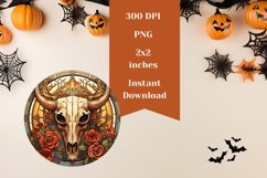 Halloween Earring Sublimation, Bull Skull Sublimation Design Product Image 2