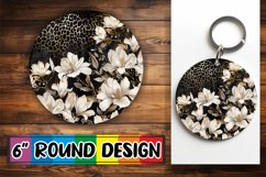 Floral Leopard Print Glitter Sublimation : Keychain, Coaster Product Image 1