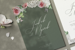 wedding card invitation set with roses flower watercolor Product Image 2