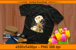 Cute Christmas Ghost Cat and Pumpkin House PNG Product Image 2
