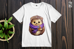 Cute Hedgehog With Scarves clipart sublimation png Product Image 2