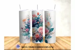Watercolor Rose 20OZ Tumbler Sublimation Design Product Image 2