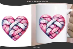 Valentine knitted heart png design for T-shirts Product Image 2