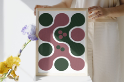 Abstract Green Mauve Modern Geometric Pillow Design Product Image 2