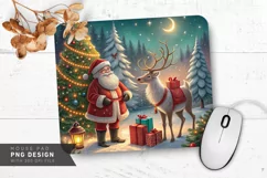 Santa and Reindeer in Christmas Wonderland Mouse Pad PNG Product Image 1