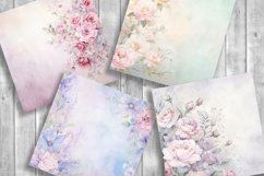 Flowers Backgrounds. Watercolor Floral Scrapbooking Papers Product Image 2