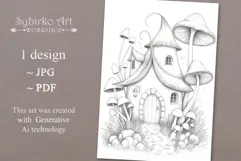 Gnome house coloring page for adults. Adult coloring page Product Image 1