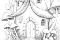 Gnome house coloring page for adults. Adult coloring page Product Image 3