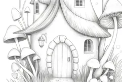 Gnome house coloring page for adults. Adult coloring page Product Image 3