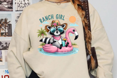 Ranch Girl Summer Sublimation, Funny Raccoon Png Product Image 2