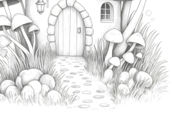 Gnome house coloring page for adults. Adult coloring page Product Image 4