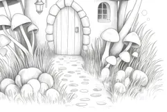Gnome house coloring page for adults. Adult coloring page Product Image 4