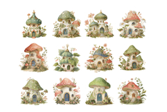 Watercolor Fairy House Clipart Product Image 3