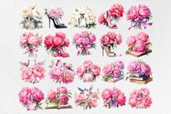 Watercolor Pink Peony Bundle Clipart, Watercolor flowers Product Image 7