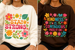 Retro Floral Positive Quotes SVG PNG Boho Groovy Flowers Product Image 2
