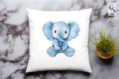 Cute Blue Baby Elephant Watercolor Clipart Sublimation PNG Product Image 2
