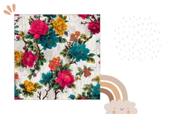 White Pillow PNG, Vintage Flowers Pillow Case Sublimation Product Image 2