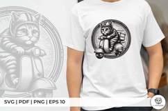 Cool Cat Rider on Classic Motorcycle Product Image 2