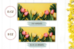 Spring Flowers Mug Wrap, Tropical Leaves Sublimation Mug Product Image 2